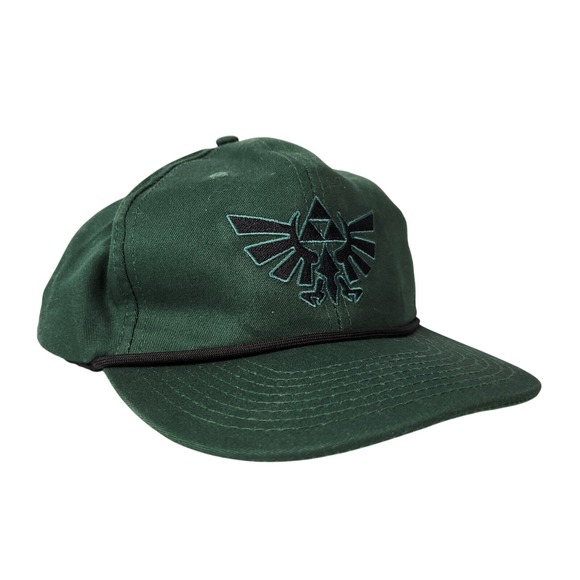 The Legend Of Zelda Other - Legend of Zelda Tears Kingdom Green Snapback Hat Triforce Emblem Embroidered